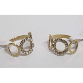 bague acier ronds et strass acier doré