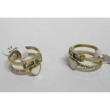 bague femme coeur et zircon acier