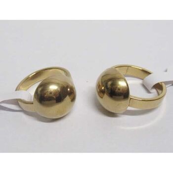 bague anneau bouton acier doré femme