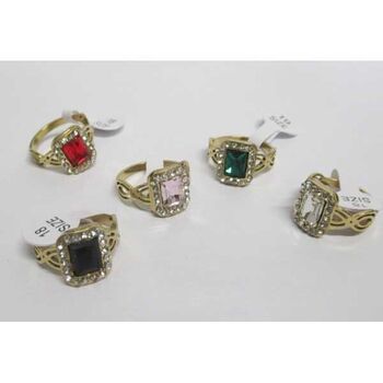 bague caillou verre couleur en acier