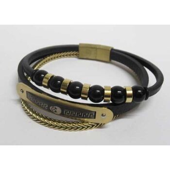 bracelet homme cuir trio tête de mort