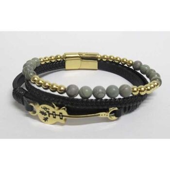 homme Bijoux acier bracelet cuir guitare