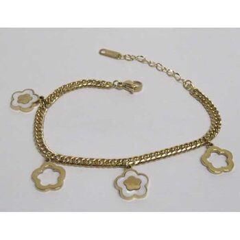 bijoux bracelet dore et nacre en acier inoxydable