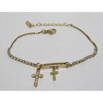 bracelet acier epingle nourrice avec croix en strass