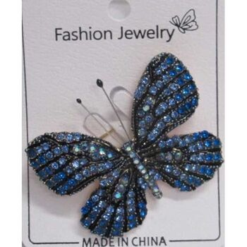broche bijou papillon couleur bleue