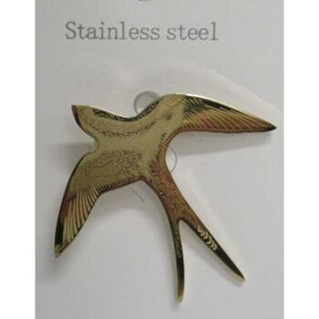 gold steel bird brooch jewelry