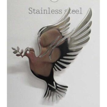 Steel dove brooch jewelry symbolizing peace, hope, and love