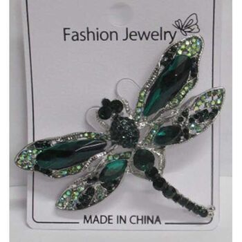 green crystal and rhinestone dragonfly brooch jewelry