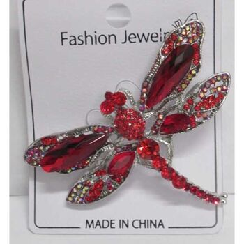 red rhinestone dragonfly brooch jewelry