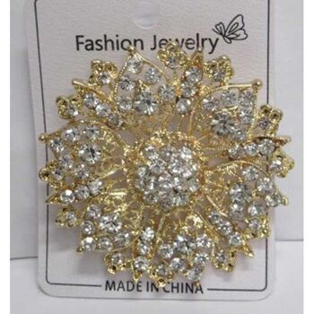 gold rhinestone flower brooch for women