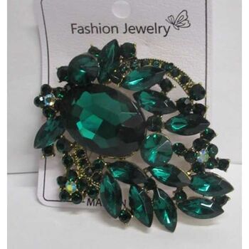 green rhinestone crystal rain brooch