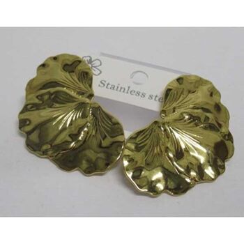 bijoux boucles d'oreilles feuille doré acier