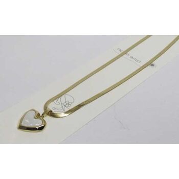 pendentif acier fin coeur nacre sur chaine plate