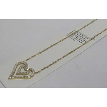 bijoux collier double coeur strass acier