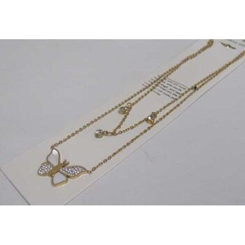 bijoux double chaine pendentif papillon en envol en acier