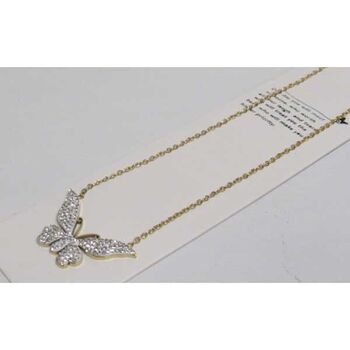 bijoux pendentif papillon strass en envol en acier