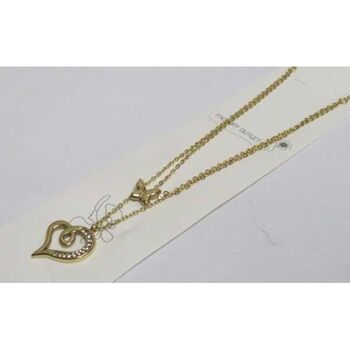 bijoux double pendentif coeur et papillon en acier