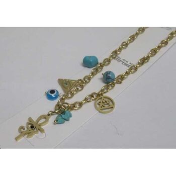 bijoux collier oeil amulette pyramide acier doré