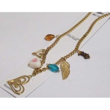 collier acier doré coeur ailes