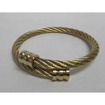 Bracelet acier cable torsade doré