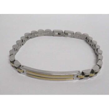 bijoux bracelet plaque argent doré en acier