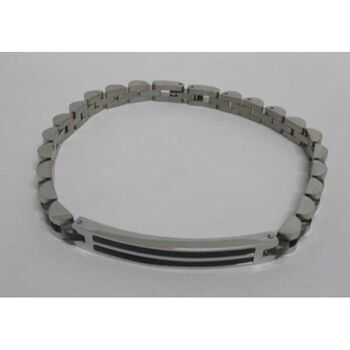 bijoux homme bracelet plaque argent noir