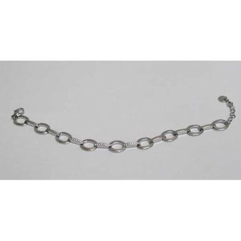 bracelet chaine ovales crochets strass acier argente