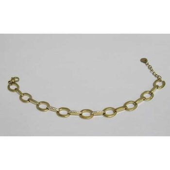 bracelet bijoux chaine ovales crochets strass acier doré