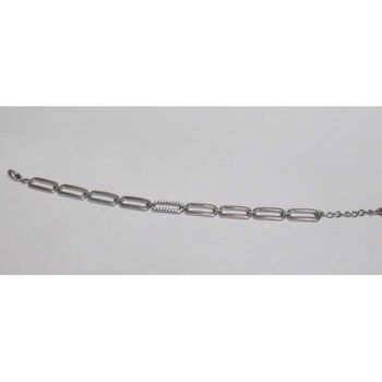 silver rectangular chain bracelet with steel and rhinestones