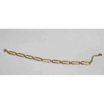 Gold-tone rectangular steel and rhinestone bracelet