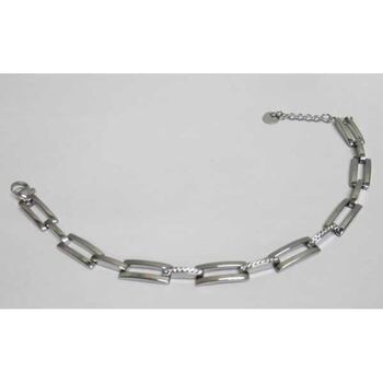 geometric chain bracelet with silver steel rhinestone hooks