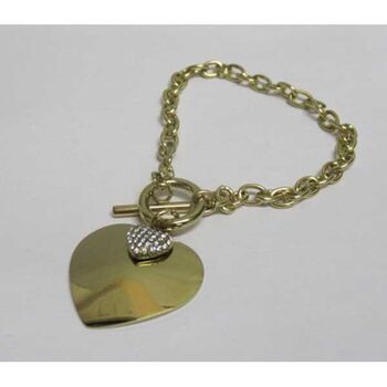 Heart-shaped steel bracelet with a round clasp and bar