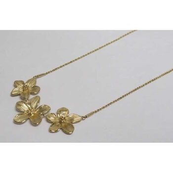 bijoux 3 petales fleurs acier doré