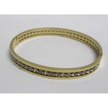 Gold-plated stainless steel rhinestone row bracelet