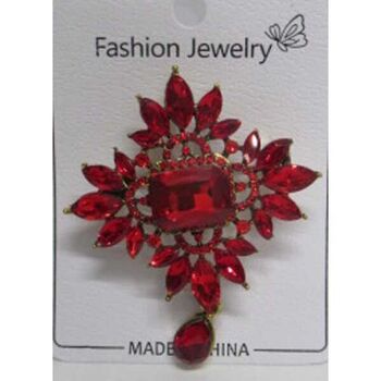 bijoux pins vintage rouge cristal