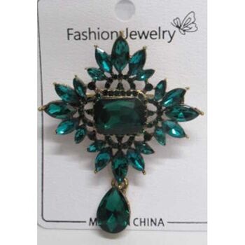 Pins bijoux vintage vert cristal pendant