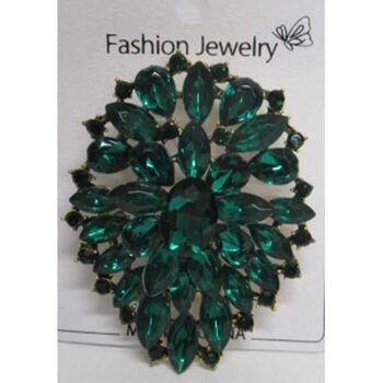 bijoux broche pluie cristal vert