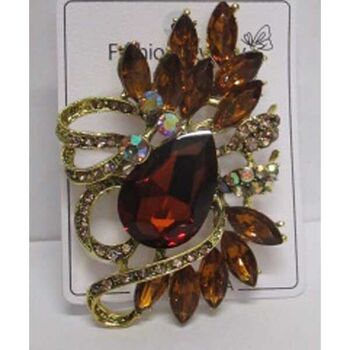 broche bijoux rosace cristal marron
