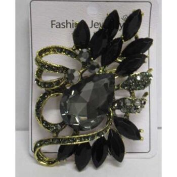 bijoux florale cristal noir broche