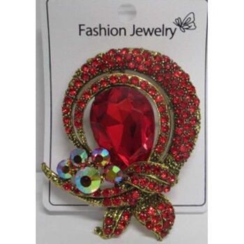 Cristal rouge ruban bijoux broche femme
