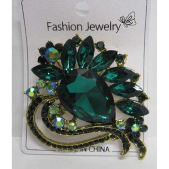 bijoux broche coeur cristal vert