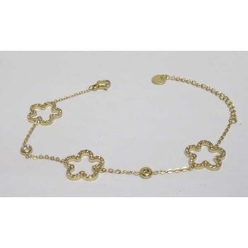 thin clover rhinestone bracelet in gold-plated steel