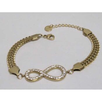 Flat infinity bracelet in gold-plated stainless steel