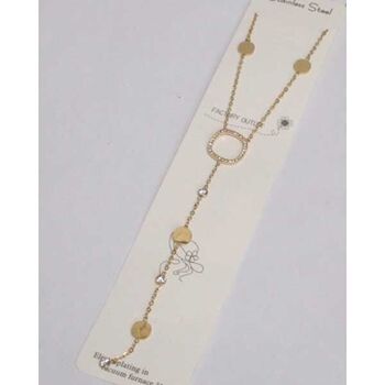 bijoux collier Y carré strass pendant acier inoxydable