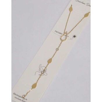 bijoux collier Y longue traine goutte strass en acier inoxydable