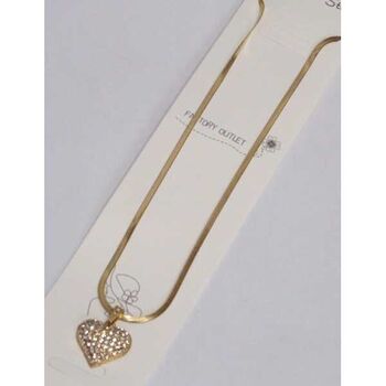 bijoux collier coeur plein strass dore acier