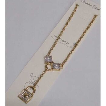 bijoux collier serrure strass coeur en acier