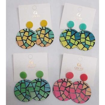 boucles d'oreilles rondes ecailles couleur