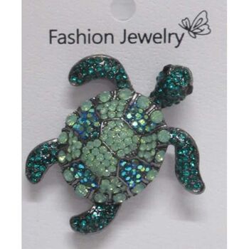 bijoux broche tortue carapace cristal vert