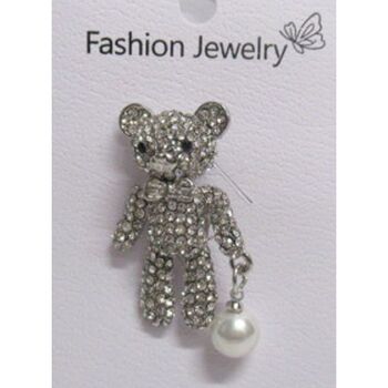 broche ourson avec sac perle